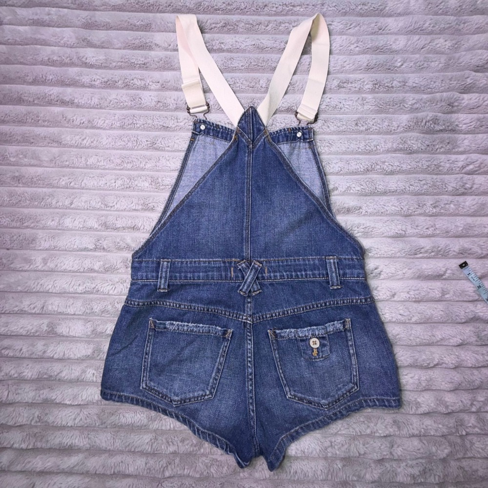 Free People Womens 24 Denim Shortalls Blue Jean Overalls Medium Wash Shorts - Picture 9 of 12